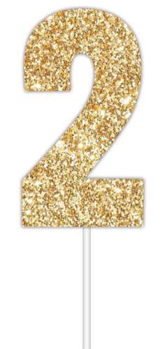 Gold Glitter Cake Topper - No 2 - Click Image to Close